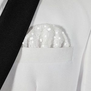 New - Men's Sequin Pre-Folded Pocket Square Insert - Bright White